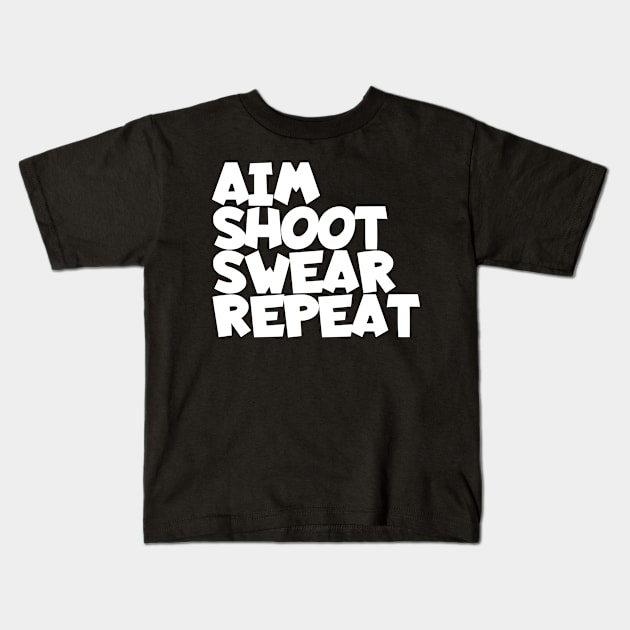 Biliard aim shoot swear repeat Kids T-Shirt by maxcode